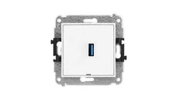 ICON Mechamizm gniazda pojedynczego USB A-A 3.0, bez pola opisowego biały IGUSBBO-5