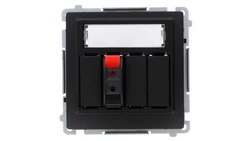 Simon Basic Gniazdo głośnikowe 1-krotne z polem opis. (moduł) Przekrój przew.dla wejścia i wyjścia 2,5 mm2 czarny BMGL31.01/49