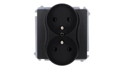 Simon Basic Gniazdo wtyczkowe podwójne z uziemieniem (moduł), z przesł. torów prądowych, zaciski śrubowe czarny BMGZ2MZ.01/49