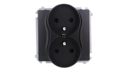 Simon Basic Gniazdo wtyczkowe podwójne z uziemieniem (moduł),16A, 250V, zaciski śrubowe czarny BMGZ2M.01/49