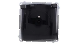 Simon Basic Gniazdo wtyczkowe z uziemieniem, IP44 (moduł) 16A, 250V, zaciski śrubowe klapka transp. czarny BMGZ1B.01/49A
