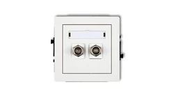 DECO Mechanizm gniazda antenowego podwójnego typu F (SAT) pozłacany, biały mat 25DGF-2.1