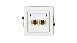 DECO Mechanizm gniazda głośnikowego pojedynczego (typu banan - czerwony i czarny, pozłacany, 4 mm2, skręcany), biały mat 25DGG-4