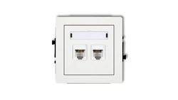 DECO Gniazdo telefoniczne podwójny 2xRJ11, 4-stykowy, beznarzędziowe biały mat 25DGT-2