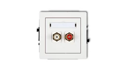 DECO Mechanizm gniazda podwójnego RCA (typu cinch - biały i czerwony, pozłacany), biały mat 25DGRCA-2