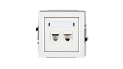 DECO Mechanizm gniazda telefonicznego pojedynczego 1xRJ11 + komputerowego pojedynczego 1xRJ45, kat. 5e, 8-stykowy 25DGTK