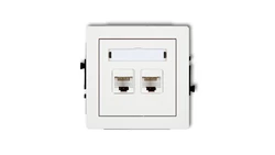 DECO Mechanizm gniazda komputerowego podwójnego 2xRJ45, kat. 5e, 8-stykowy, biały mat 25DGK-2