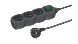 Przedłużacz 3-gniazdowy, 1,5m grafit, z wyłącznikiem, 3x1,0mm OWY 24345