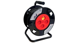 Przedłużacz bębnowy 40m OWY H05VV-F 3x1,5mm 4-gniazdowy czarno-czerwony 24613