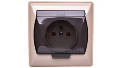 AKCENT Gniazdo bryzgoszczelne z/u IP44 klapka przezroczysta beżowe GPH-1AZ/01/d