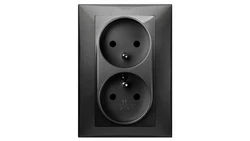 SANTRA gniazdo 2x2P+Z monolit z ramką podtynkowe czarny 4135-09