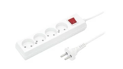 Przedłużacz z wyłącznikiem 4-gniazda b/u 10A 1,5m /OMY 2x1/ biały PS-460WS T-105910