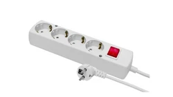 Przedłużacz z wyłącznikiem 4-gniazda z/u Schuko 16A 10m /H05VV-F 3x1,5/ biały PS-470S WS T-973450