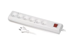 Przedłużacz z wyłącznikiem 6-gniazd b/u 10A 1,5m /OMY 2x1/ biały PS-660WS T-109060