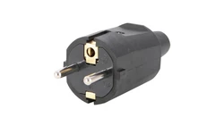 Wtyczka gumowa przenośna z/u z uziemieniem 2P+Z IP20 250V 16 A, czarna 12091