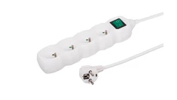 Przedłużacz 4-gniazdowy, 1,5m biały, z wyłącznikiem, 3x1,0mm OWY 35415