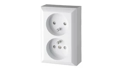 Gniazdo natynkowe podwójne z uziemieniem, IP20, białe, GAO 20456