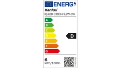 Żarówka LED E14 IQ-LED C35E14 5,9W-CW 806lm 6500K barwa zimna Ra90 3 lata Gwarancji świeczka 36687