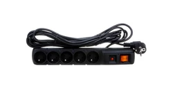 Przedłużacz przeciwprzepięciowy 5-gniazd z/u ACAR F5 5m czarny