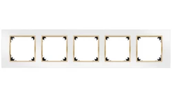 VESTRA ramka pięciokrotna IP20 biały/złoty 3875-27