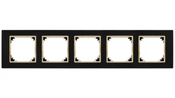 SANTRA ramka pięciokrotna IP20 czarny/złoty 4175-47