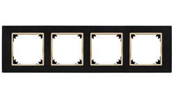SANTRA ramka czterokrotna IP20 czarny/złoty 4174-47