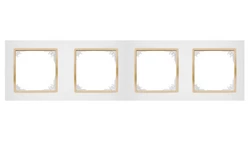 SANTRA ramka czterokrotna IP20 biały/złoty 4174-27