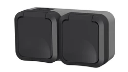 Gniazdo z uziemieniem podwójne natynkowe Aqua Pro IP55 szaro grafitowe 60325