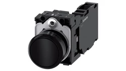 Przycisk, 22 mm, okrągły, plastikowy, czarny, przycisk, płaski, zestyk chwilowy, z uchwytem 1 NO + 1 NC 3SU1100-0AB10-1FA0