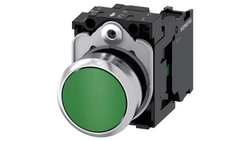 Przycisk metalowy 22mm błyszczący zielony 1Z z samopowrotem IP69k Sirius ACT 3SU1150-0AB40-1BA0