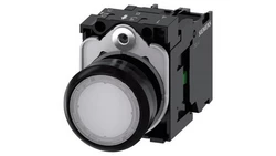 Przycisk podświetlany 22mm kompletny biały płaski powrotny tworzywo płaski 1Z LED 24V AC_DC przył śrubowe 3SU1102-0AB30-3FA0