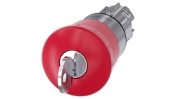 Przycisk bezpieczeństwa 22mm z zamkiem Ronis nr 455 metal czerwony 40mm 2 klucze IP69k SIRIUS ACT 3SU1050-1HF20-0AA0