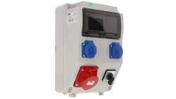 Zestaw zasilający PRYMA 9D skośna 16A/5P + 2x230V + wyłącznik 0-1 IP44 E930110520