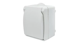 Gniazdo pojedyncze z uziemieniem natynkowe z klapką Aqua Plus IP54 białe 40224