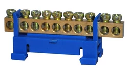 Listwa zaciskowa 10-torowa 10mm2 TH35 niebieska LZ-10B