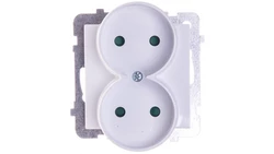 SONATA Gniazdo podwójne z przesłonami torów prądowych, moduł bez ramki biały mat GP-2RRP/m/75