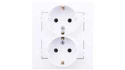 SONATA Gniazdo podwójne z uziemieniem schuko kompletne z ramką biały mat GP-2RS/75