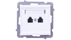 SONATA Gniazdo telefoniczne podwójne równoległe biały mat GPT-2RR/m/75