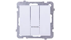 SONATA Łącznik potrójny z podświetleniem niebieskim biały mat ŁP-13RS/m/75