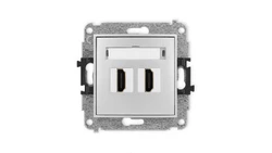 MINI Mechanizm gniazda podwójnego HDMI 2.1, 8K srebrny metalik 7MHDMI-6