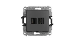 MINI Mechanizm gniazda podwójnego HDMI 2.1, 8K, bez pola opisowego grafitowy mat 28MHDMIBO-6