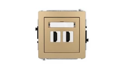 DECO Mechanizm gniazda podwójnego HDMI 2.1, 8K złoty metalik 8DHDMI-6