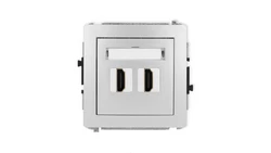 DECO Mechanizm gniazda podwójnego HDMI 2.1, 8K srebrny metalik 7DHDMI-6