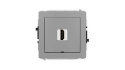 DECO Mechanizm gniazda pojedynczego HDMI 2.1, 8K, bez pola opisowego szary mat 27DHDMIBO-5