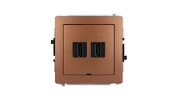 DECO Mechanizm gniazda podwójnego HDMI 2.1, 8K, bez pola opisowego brązowy metalik 9DHDMIBO-6