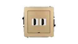DECO Mechanizm gniazda podwójnego HDMI 2.1, 8K, bez pola opisowego złoty metalik 8DHDMIBO-6