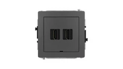 DECO Mechanizm gniazda podwójnego HDMI 2.1, 8K, bez pola opisowego grafitowy mat 28DHDMIBO-6
