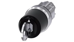 Key-operated switch IKON, 22 mm, round, metal, 3 switch positions I-O-II 3SU1050-5XL11-0AA0