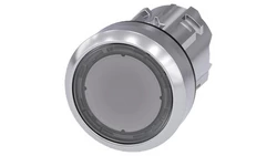 Przycisk 22 mm, round, metal, shiny, clear, pushbutton, flat, momentary contact type 3SU1051-0AB70-0AA0