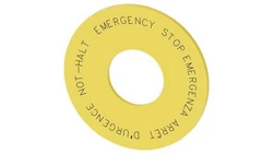 Etkieta żółta podkładkowa 60mm do otworów 22mm inskrypcja w 4 językach DE EN FR IT SIRIUS ACT 3SU1900-0BN31-0NC0 /10szt./